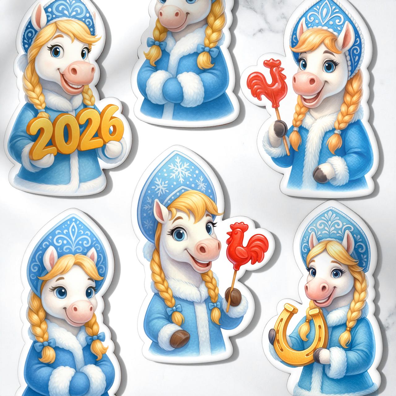 Дед Мороз и Снегурка - лошадки